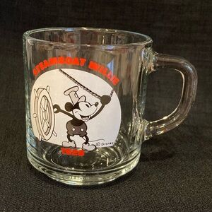 Steamboat Willie 1928 Mickey Mouse Mug Cup Disney Anchor Hocking Vintage